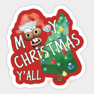 Moo-y Christmas Y'all Sticker